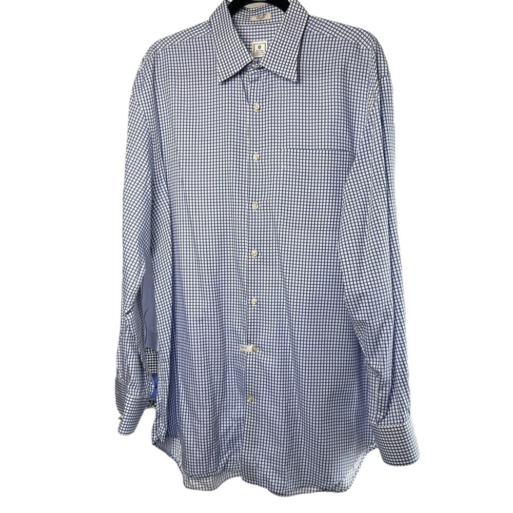 Peter Millar Mens Sz XL Long Sleeve Button Down Shirt Blue Check 100% Cotton